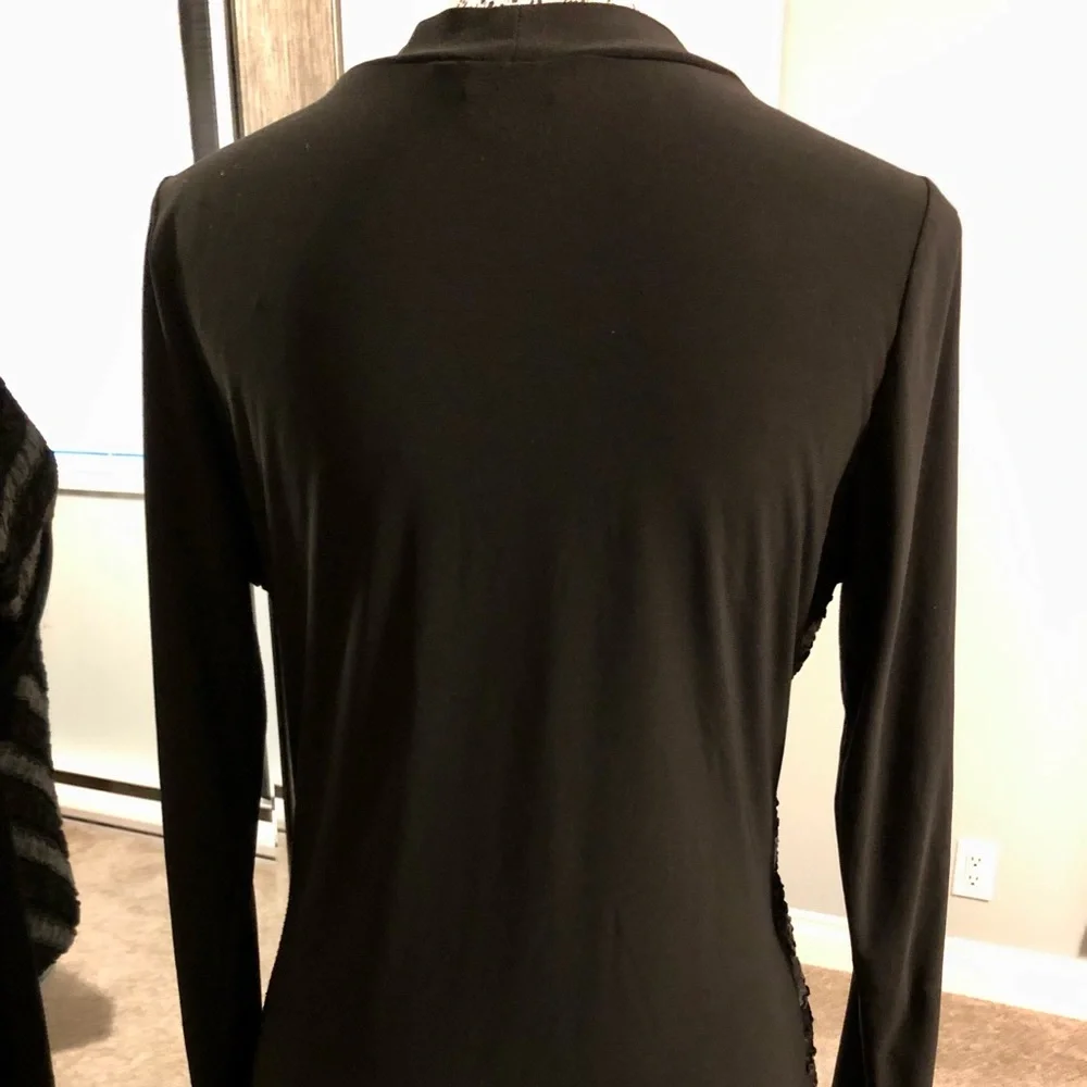 Dusak Designs Cross Over V Neck Blouse Top Soft Grey & Black Design Flattering - Picture 5 of 12
